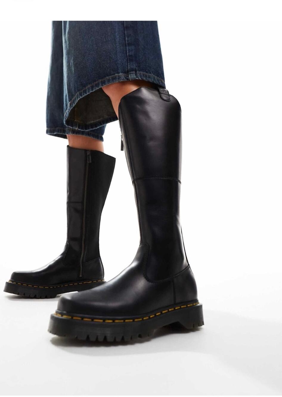 Dr. Martens Amaayah Hi Knee High Leather Boots Black Bex Squared Women’s US 7
